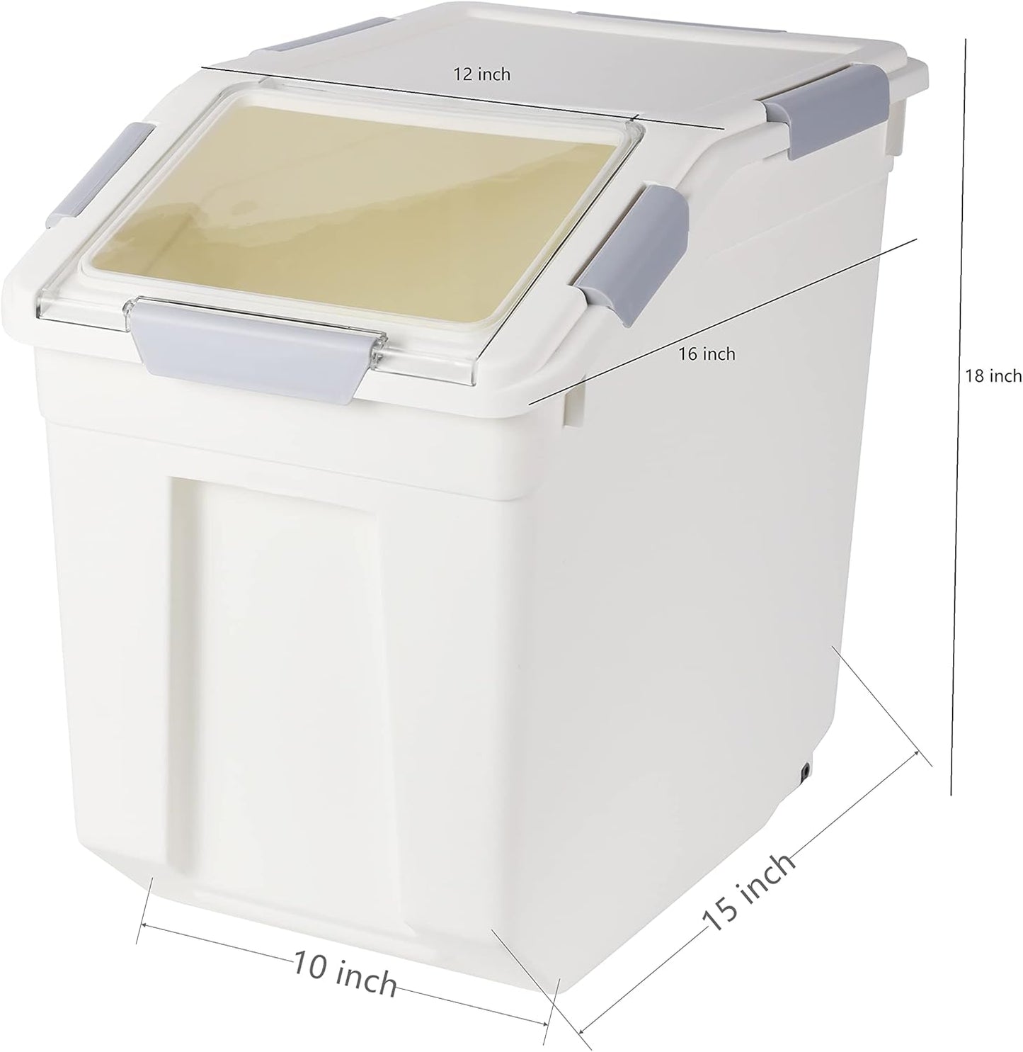 Flour Storage Container 25 lb (‎25 Liters) with Wheels Seal Locking Lid PP Pack-6