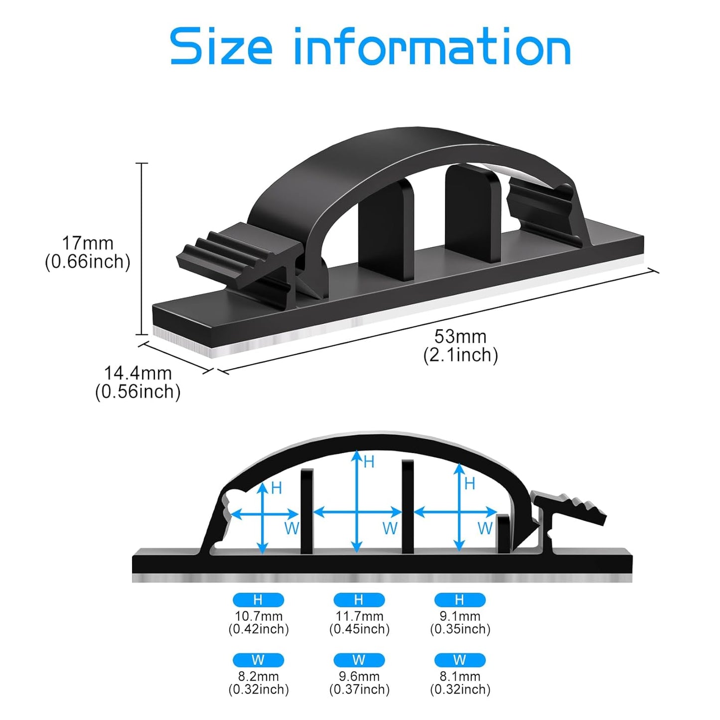 XHF 50pcs Adhesive Cable Wire Clips Black, Outdoor Cable Management Wire Organizer Cord Holder for Under Desk, Car, Wall, TV PC Ethernet Cable