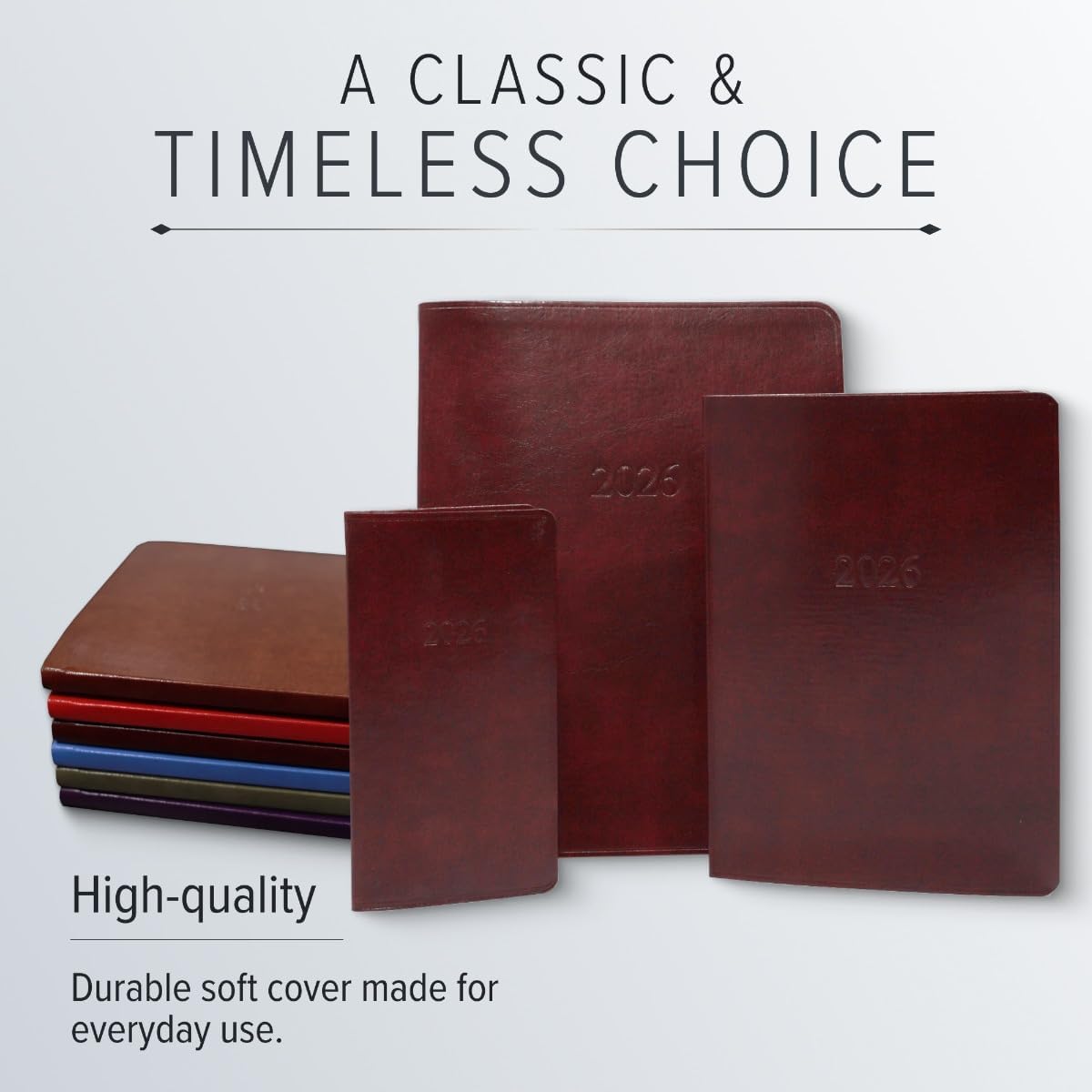 Gallery Leather Large Monthly Planner 2025-2026, Elegantly Bound Calendar Planner and Notebook with Stylish Gold-Gilded Page Edges, 18 Months - Freeport Metallic Hunter - 9.75x7.5"