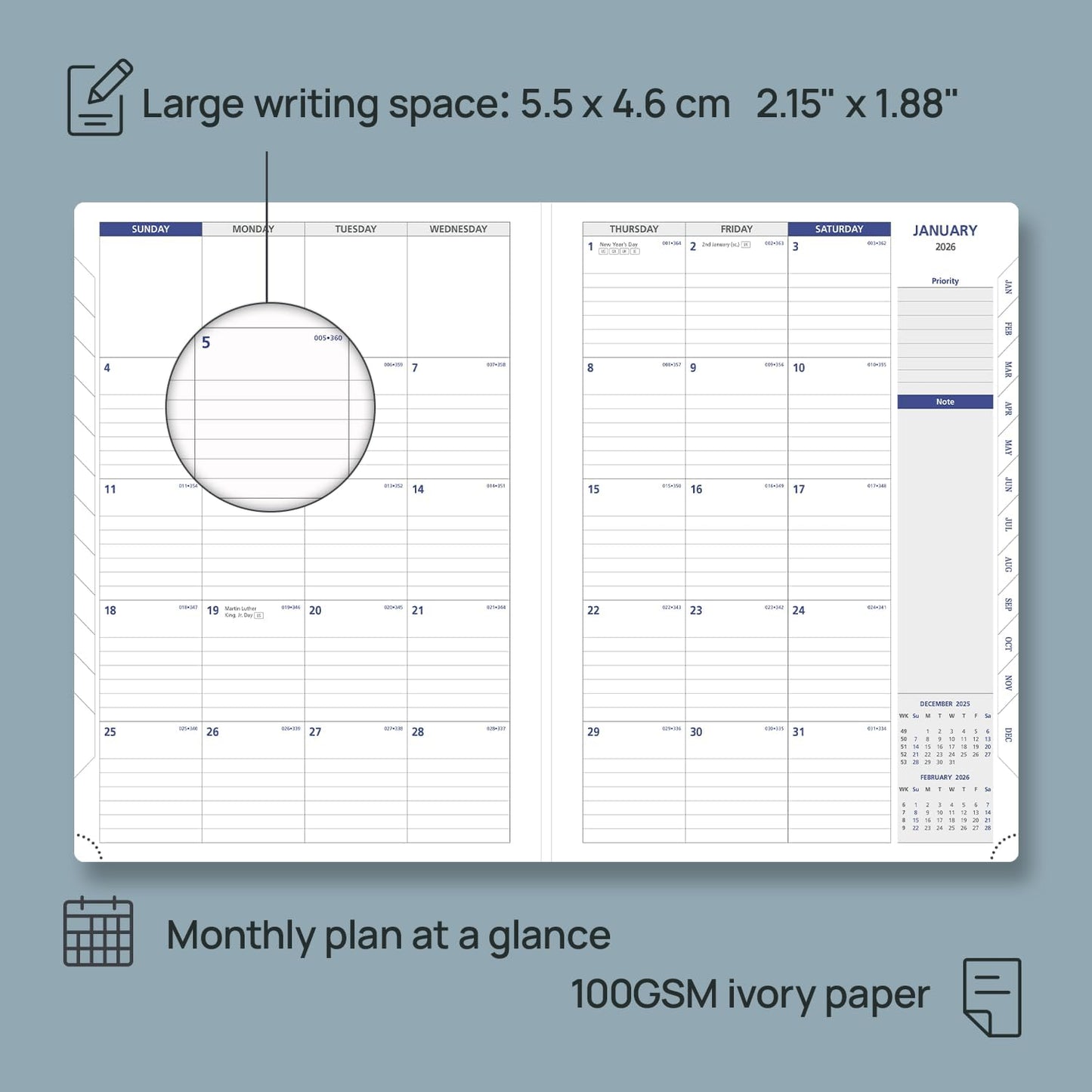 POPRUN 2026 Weekly Planner (A4 Size-8.25'' x 11.75''), 15-Minute Appointment Book (Jan 2026-Dec 2026) with Monthly Tabs, Inner Pockets, Pen Holder, PU Leather Softcover, 100GSM - Dark Green