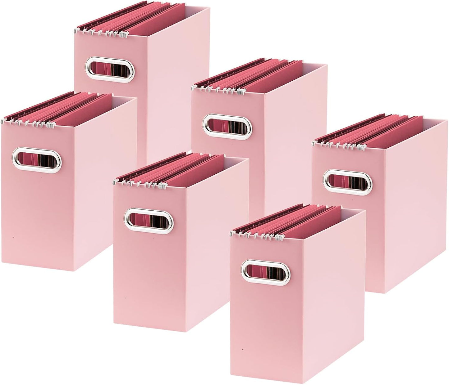 Oterri Cardboard File Organizer Box for Hanging File Folders Letter Size,File Box for Computer Desk,File Cabinet,Working Home,Office,Classroom (Pink, Letter Size - 6 Packs)
