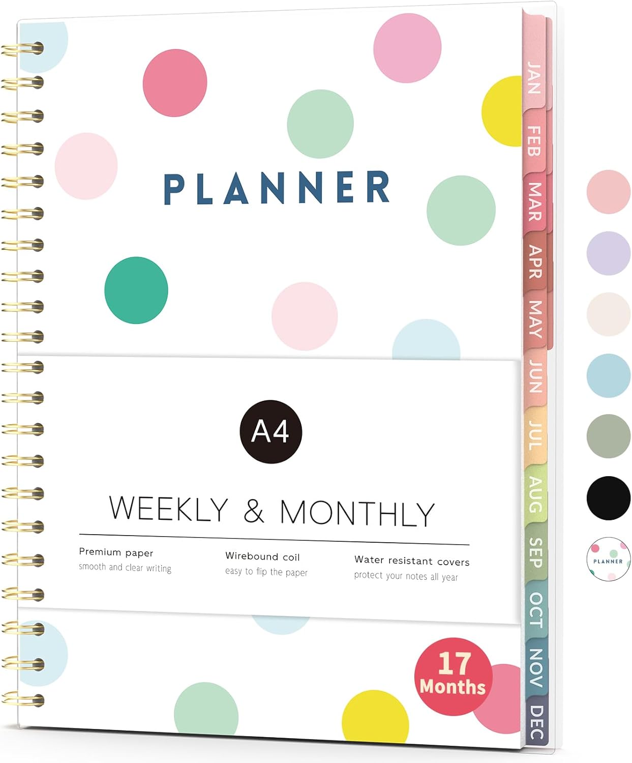 Forvencer Planner 2026-2027, 17 Month Weekly and Monthly Calendar Planner, Jan 2026 -May 2027, 8.5" x 11", Daily Agenda Book with Tabs, College Organizer Notebook, School Supplies for Student Teacher Classroom, A4, Polka Dot