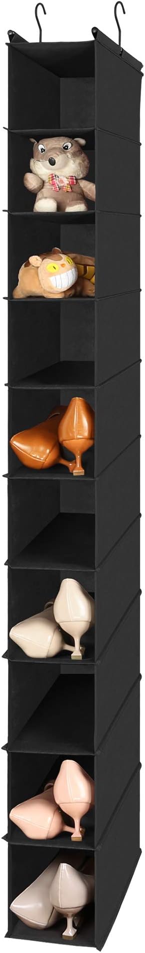MAX Houser 10-Shelf Hanging Shoe Shelf Organizer, Hanging Shoe Storage for Closet,Pack of 2 (Black)