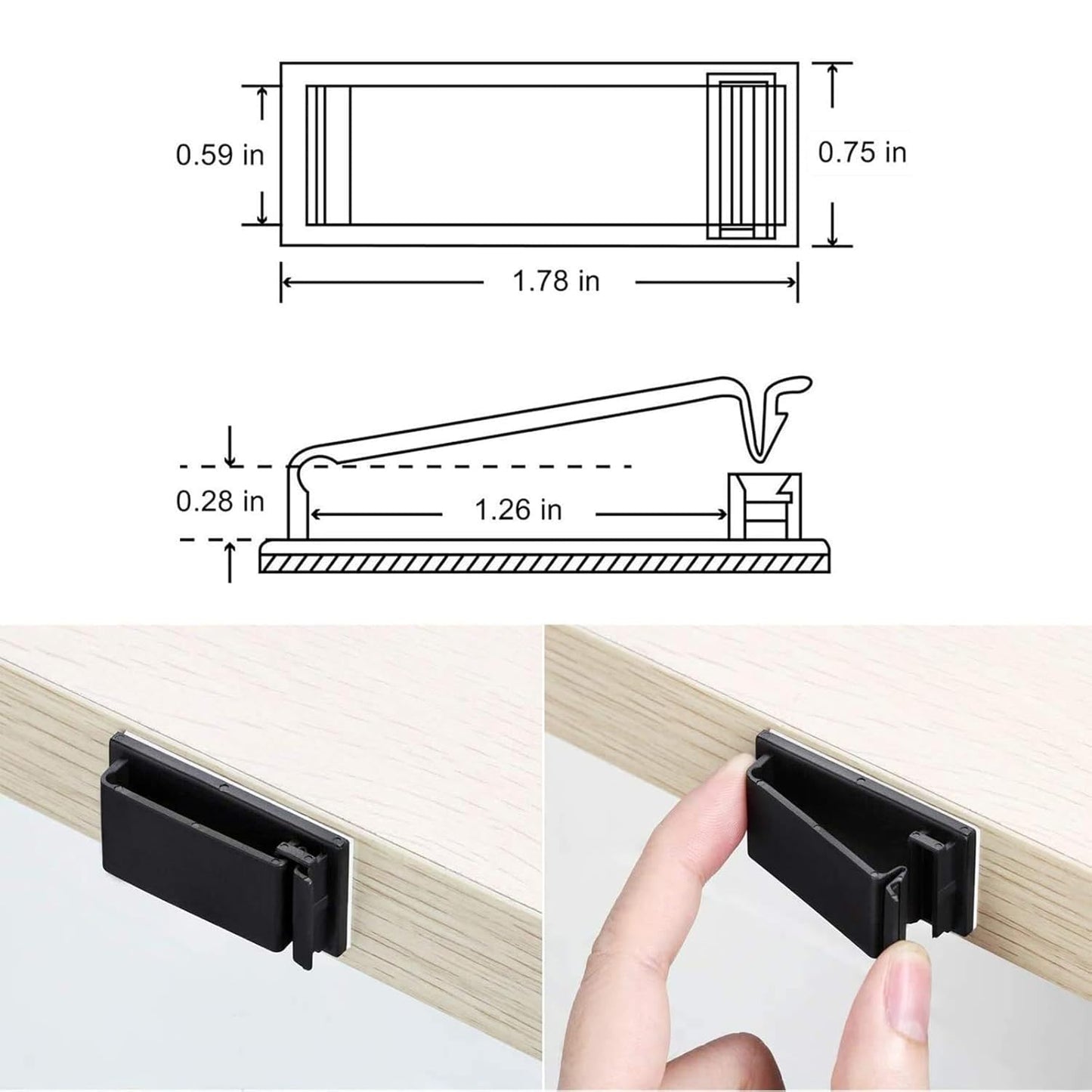 50Pcs Self Adhesive Cable Management Clips,Cable Organizers Wire Clips Cord Holder for PC Laptop Ethernet Cable Desktop Home Office(1.78’’ x 0.75’’ x 0.28’’,Black)