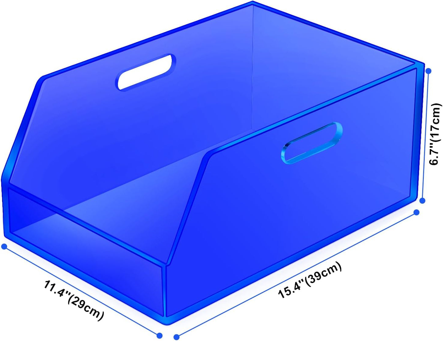 Gelite Stackable Large Storage Bin Organizer with Handles Acrylic Storage Container for Toy Pantry Kitchen Cabinet Bathroom Closet Office Organization, 15.4x11.4x6.7'', Navy Blue