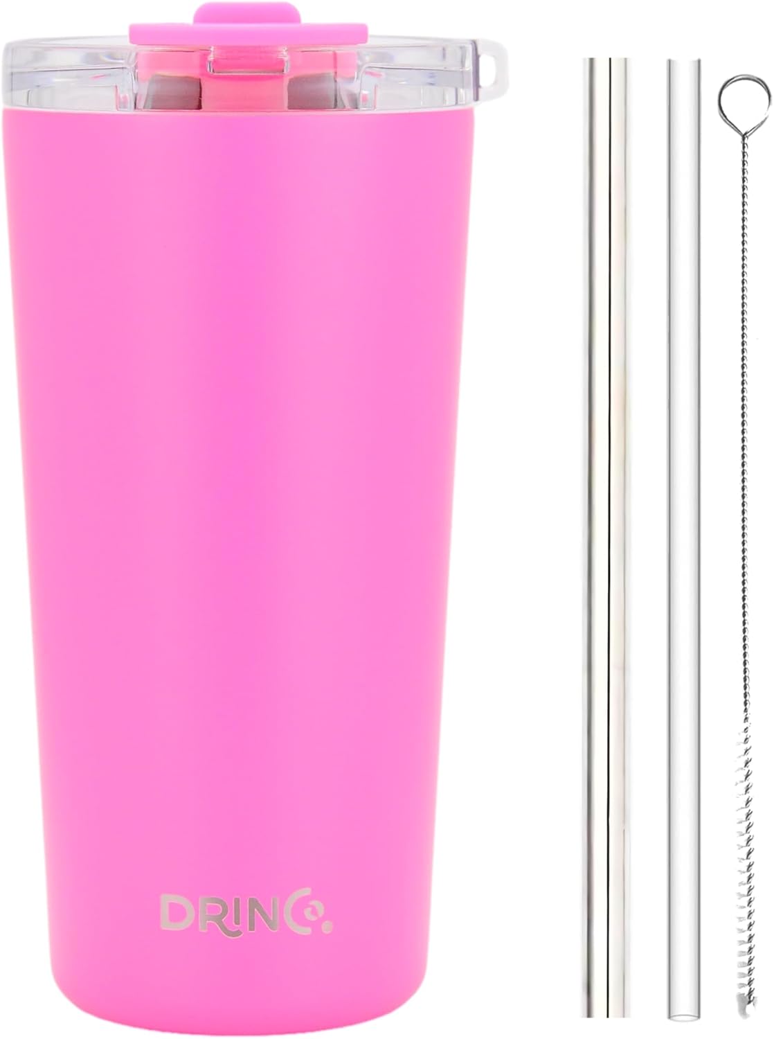 Drinco - 20 oz Stainless Steel Tumbler | Double Walled Vacuum Insulated Mug With Lid, 2 Straws, For Hot & Cold Drinks (2pk 20oz Teal & Pink, 2PK)