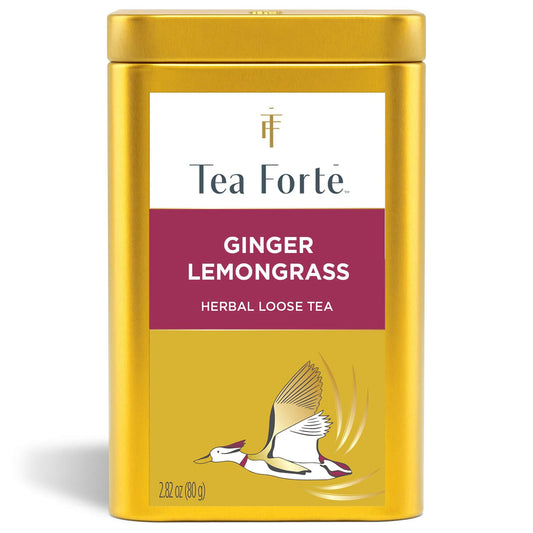 Tea Forte Ginger Lemongrass Premium Loose Leaf Caffeine-Free Herbal Tea Blend Canister, Makes 35-50 Cups