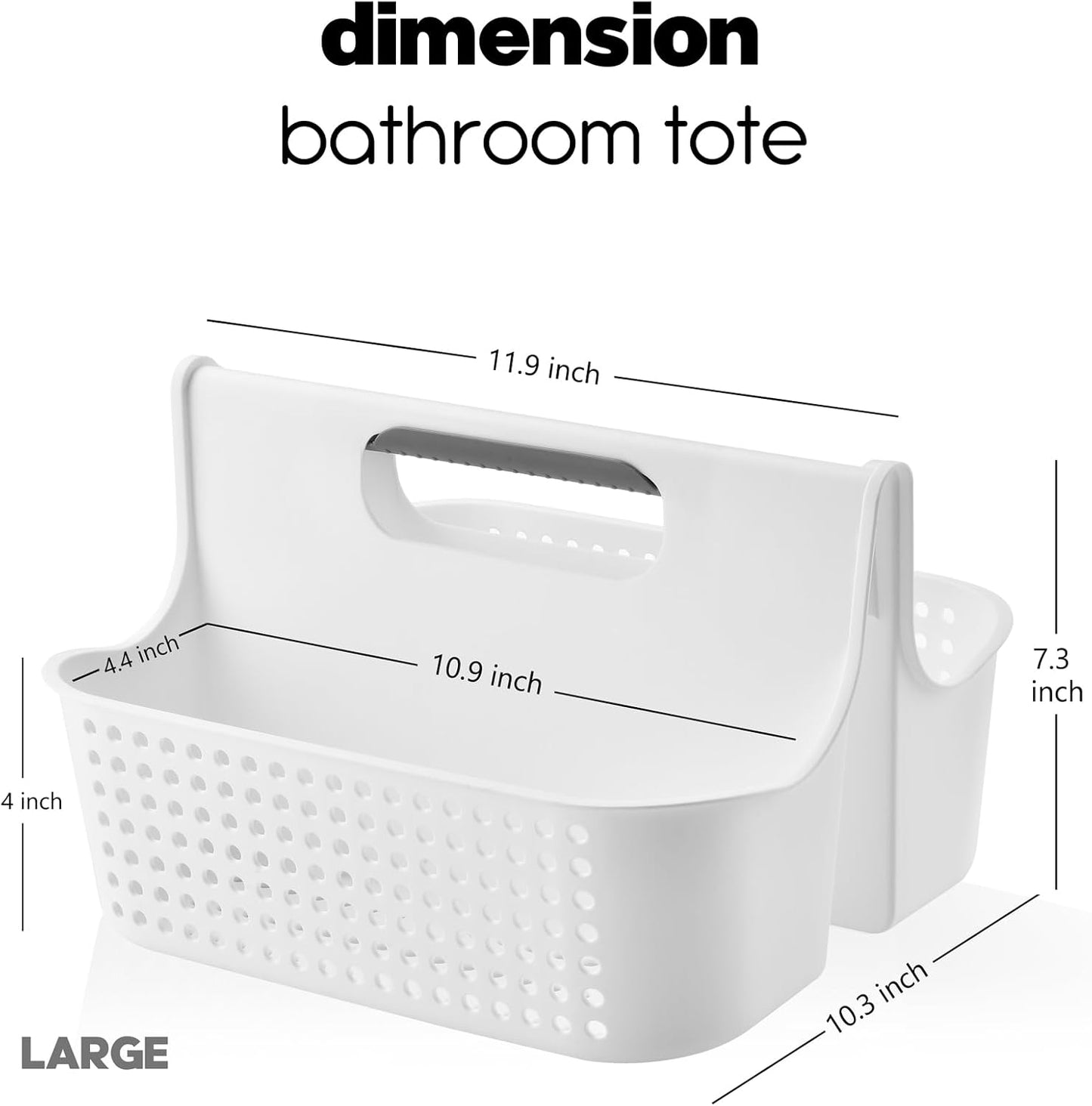 ALINK Portable Plastic Shower Caddy Basket, Large Cleaning Supply Caddy Organizer Storage Tote with Handle for Bathroom, College, Self, Cabinet, Dorm Room Essentials - White