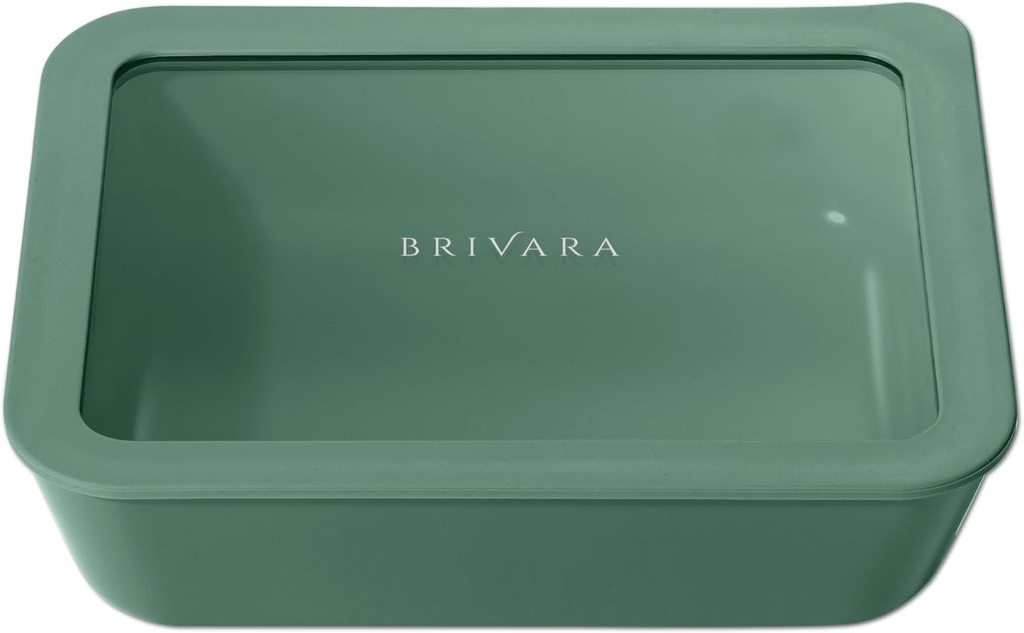 Ceramic Coated Glass Food Storage Container | No PTFE, PFOA, PFAS, and BPA | Reusable Non Toxic Meal Prep Container with Glass Lid | Easy To Store | 6 Cup Rectangle [Pine]