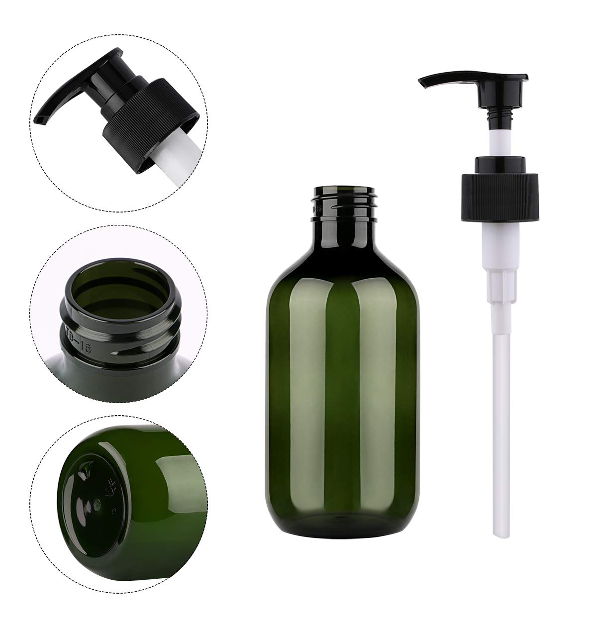 Pump Bottle Dispenser, Yebeauty 10oz/300ml Empty Plastic Shower Refillable Dispenser Soap Shampoo Pump Dispenser Containers with Pump Multipurpose for Cosmetic Kitchen Bathroom, 2-Pack Green