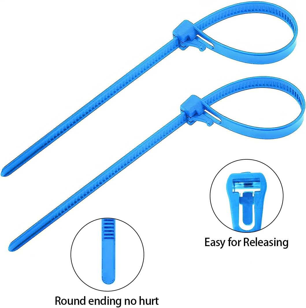 50 PCS 8 Inch Self-Locking Reusable Cable Ties Blue – Adjustable Nylon Zip Ties, 55 LBS Strength for Home, Office, Wires & Cord Organization (Indoor/Outdoor)