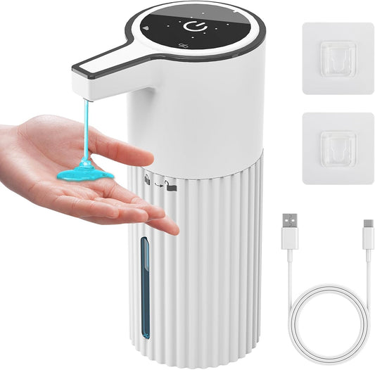 HOMELYLIFE Automatic Luquid Soap Dispenser, 13.53oz/400ml Touchless Soap Dispenser with 4 Adjustable Levels, 1800mAh USB Rechargeable Smart Hand Free Dispenser for Bathroom, Kitchen, Office, Home