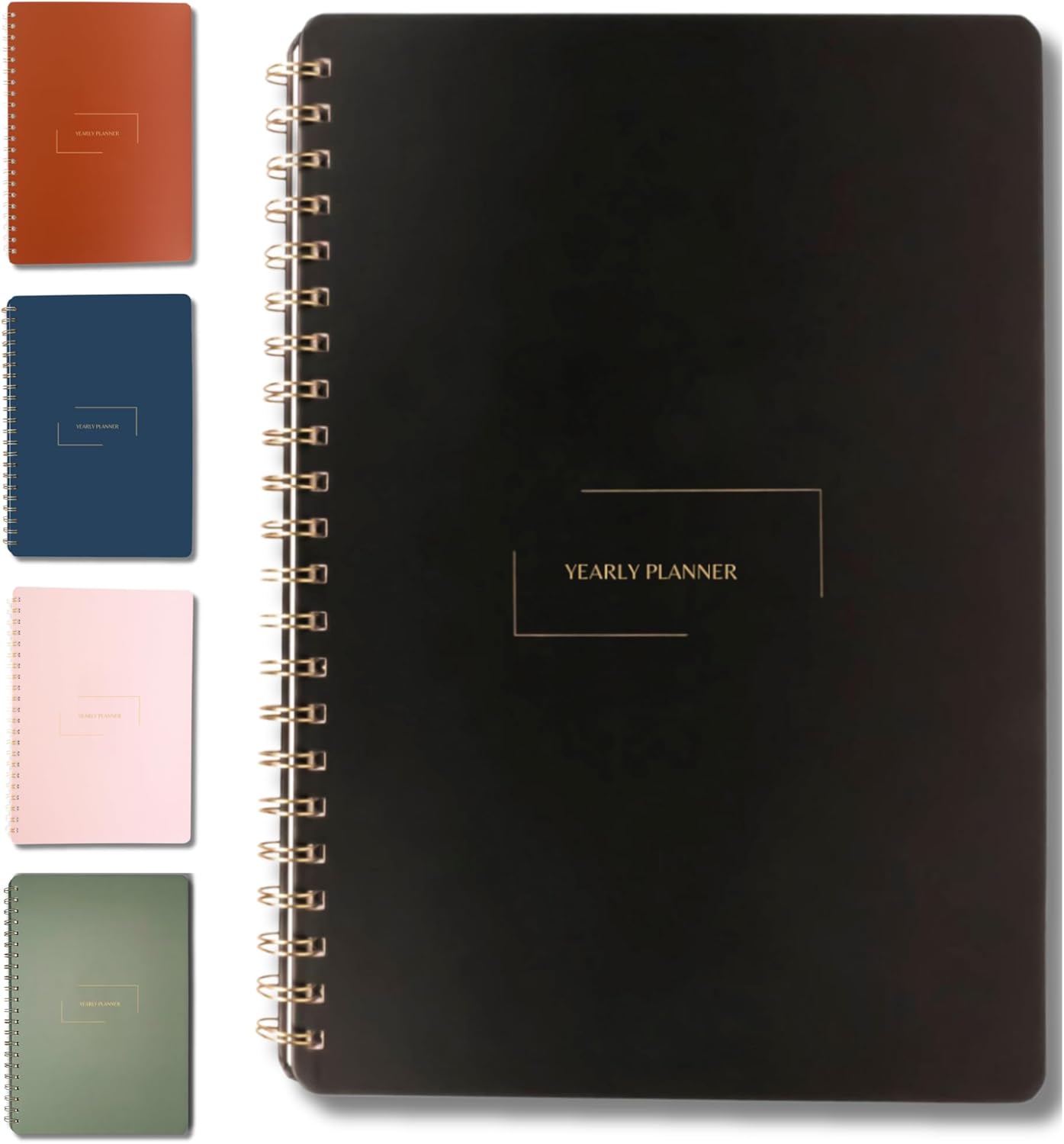 | Ultimate Yearly, Daily, Weekly, Monthly Planner | 8.25" x 11.75" | To Do List Notebook for Work | Simple Design | Multiple Layouts | Academic Planner and Organizer Notebook (Black, Yearly Planner - Portrait)