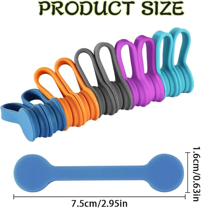 Kanemc Magnetic Cable Ties 10-Pack 5 Colors, Silicone Cord Twist Ties Magnet Strap For Charging Wire Organizer, Earphone Cords Wrap, Fridge Magnets, Storage Or Travel