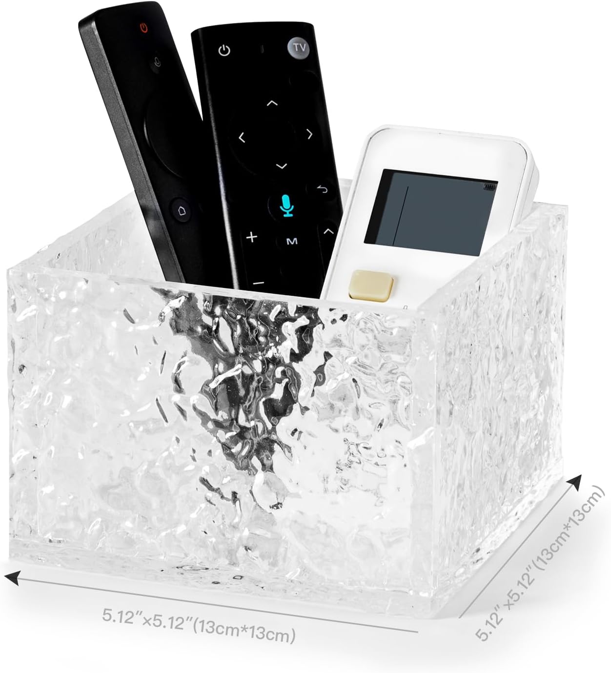 Remote Control Holder - Acrylic Desk Organizer, TV Remote and Cosmetic Storage Box 5.12"