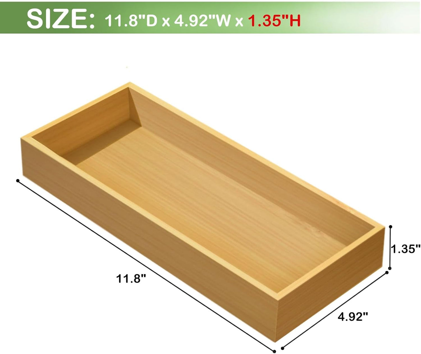 Desktop organizer, Bamboo storage tray for small tools, For office cabinets Bathroom 11.8x4.92x1.34 Inches(1 - PCS)