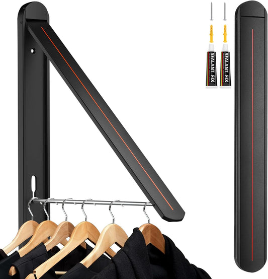 Clothes Drying Rack for Small Laundry Rooms, Clothes Drying Rack Folding Indoor, Wall Mounted Clothes Rack Foldable, (Aluminum, Black)