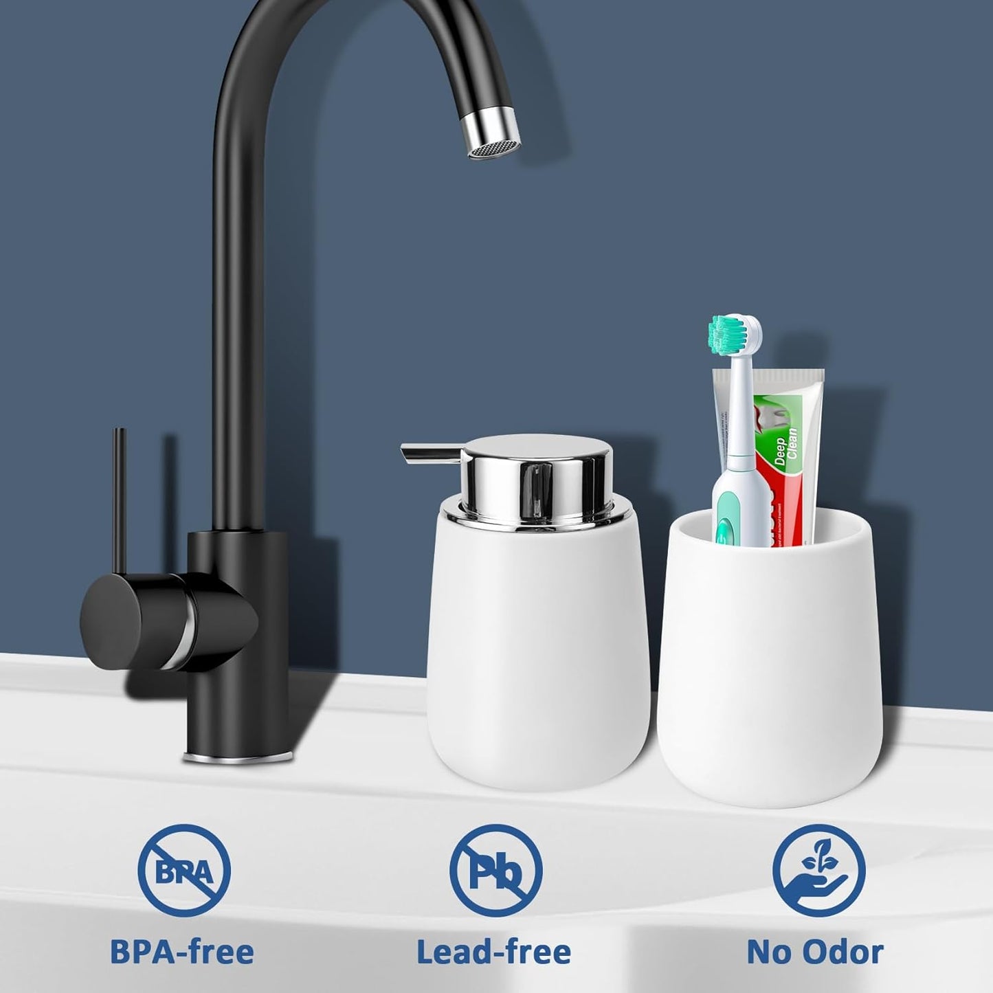 Soap Dispenser Ceramic with Easy-to-Press Pump Hand Lotion Liquid Dispenser for Shampoo Bathroom Kitchen 12 oz