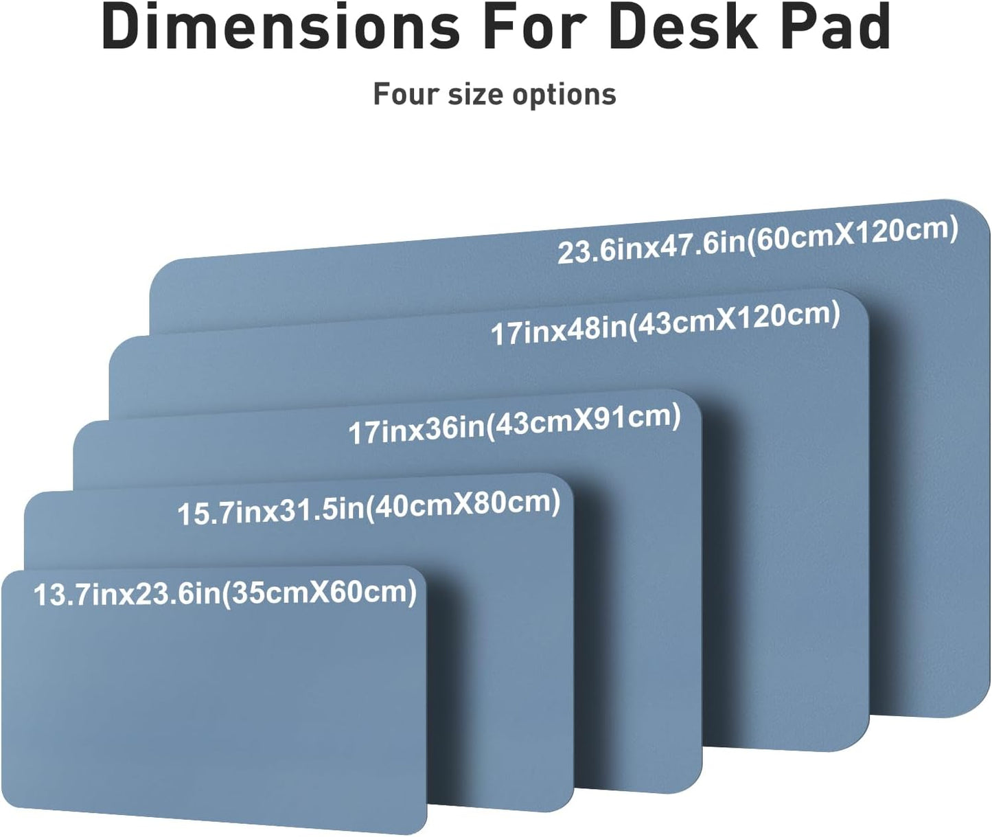 Aothia Faux Leather Desk Mat – Large Mouse Pad, Non-Slip PU Leather Blotter, Waterproof Writing Surface for Office and Home (Denim Blue, 47.2" x 23.6")