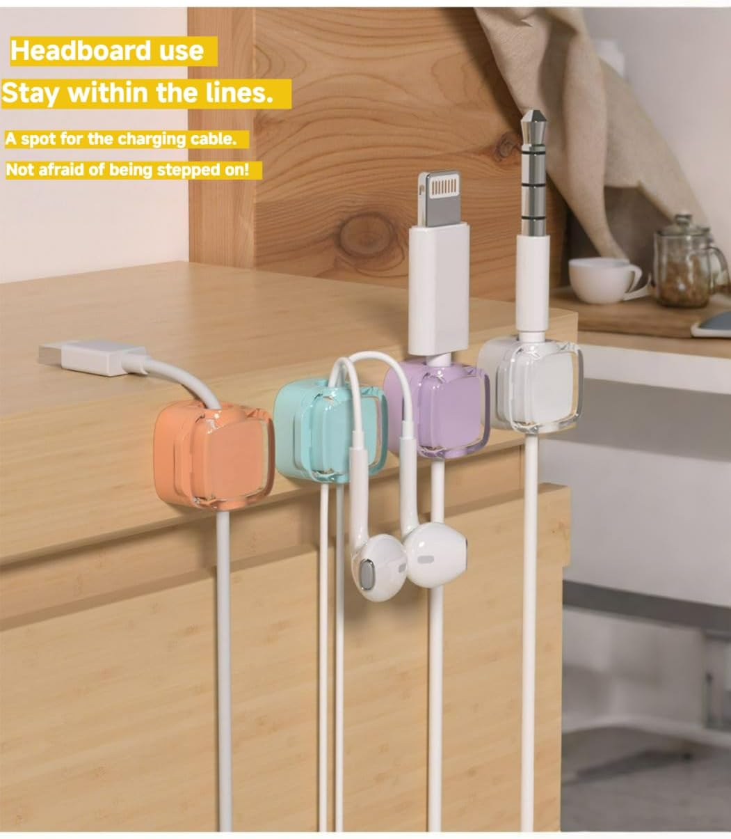 8 Pack Magnetic Cable Clips – Adjustable Cord Holder for Desk, Nightstand, Car, Office | Adhesive Cable Clips & Wire Clips for Cable Management | Organize Charger Holders for Cords, Phone Cord Holder