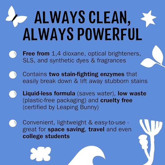 Molly’s Suds Laundry Detergent Sheets | Gentle on Sensitive Skin, Powerful Bio-Based Enzymes, Stain-Fighting | Liquidless & Plastic-Free Packaging | 120 Loads (Ocean Mist)