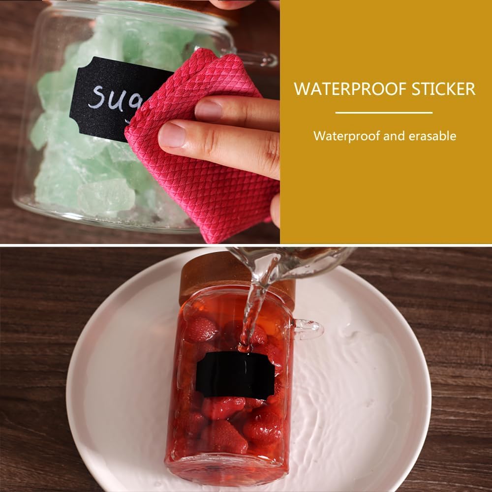 SAIOOL High Bprosilicate Glass 4 Pack Spice Jars with Label and Spoons,Overnight Oats Containers with Acacia Airtight Lids,Glass Food Storage Jars, Coffee Bar (Acacia 5.9 OZ*4)