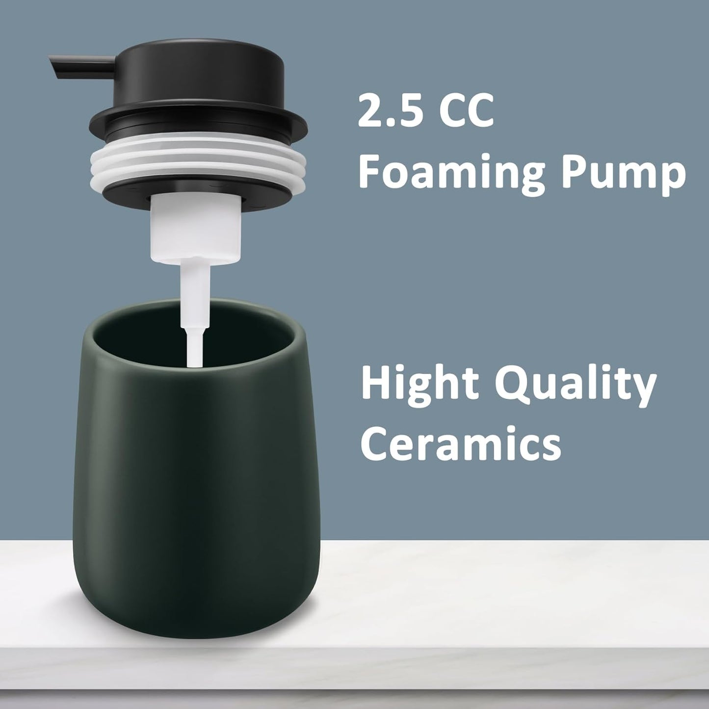 Soap Foaming Dispenser Ceramic with Easy-to-Press Pump Hand Foam Dispenser for Shampoo Bathroom Kitchen 12 oz