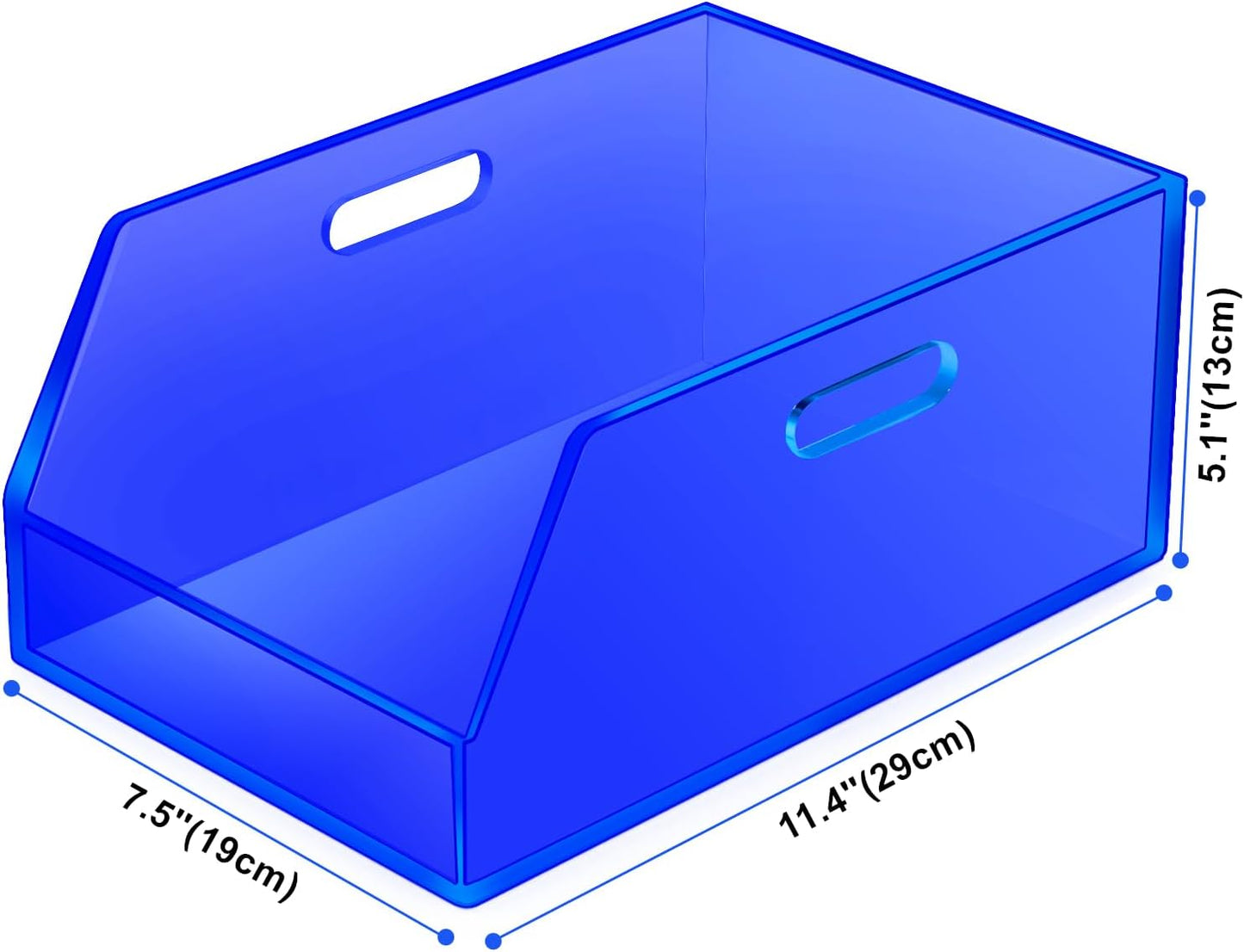 Gelite Stackable Storage Bin Organizer with Handles Acrylic Storage Container for Toy Pantry Kitchen Cabinet Bathroom Closet Office Organization, 11.4x7.5x5.1'', Navy Blue