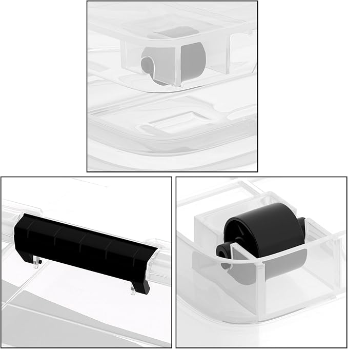 Sandmovie 4-Pack 25 Qt Plastic Under Bed Storage Organizer Bin with Latch Lids and Wheels, Underbed Plastic Container, Clear