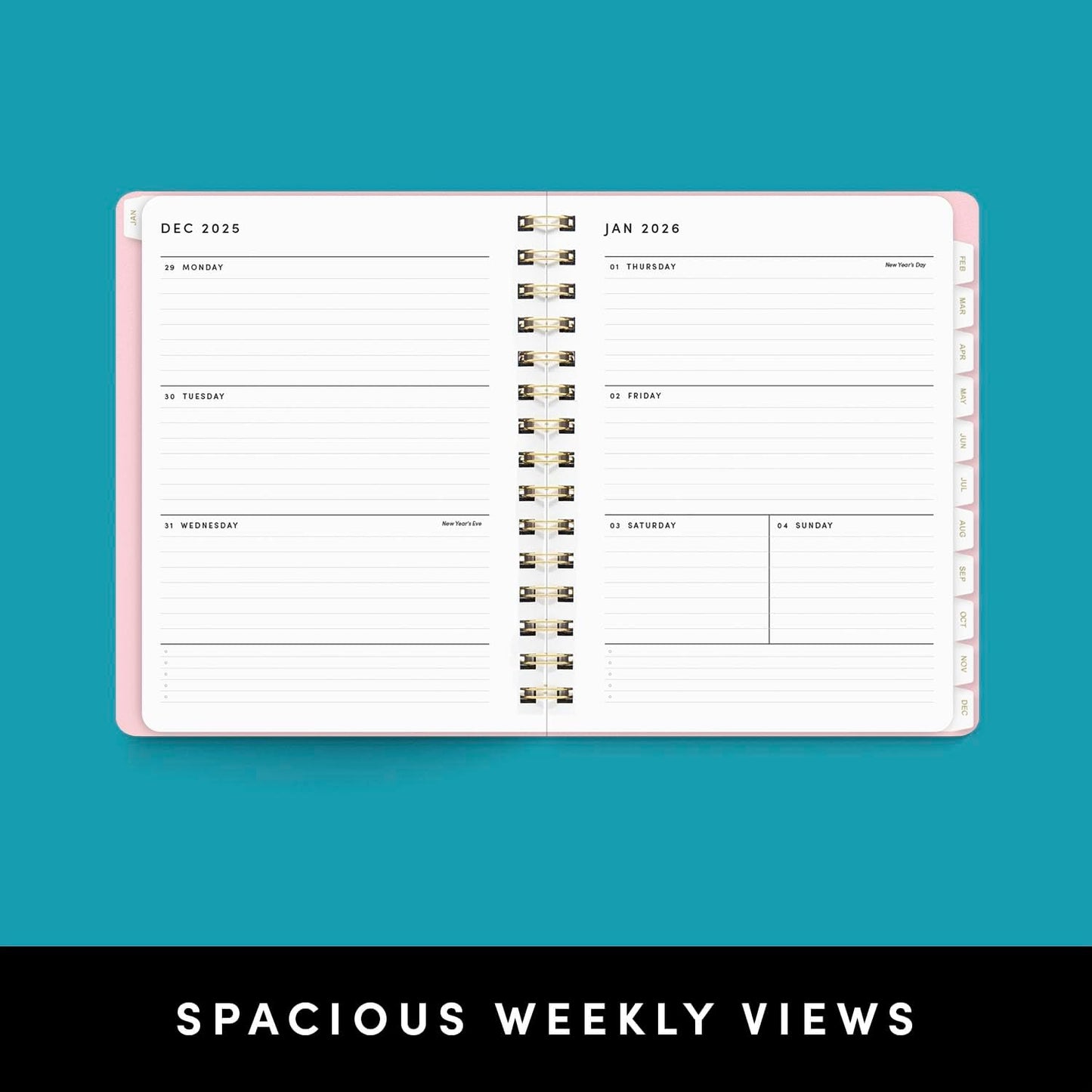 PAPERAGE 2026 Weekly & Monthly Planner, 12 Months (January 2026 - December 2026), 6.6 in x 8.1 in, Spiral Bound 2026 Planner with Weekly, Monthly & Yearly Views, Note Pages & Inner Pocket – Black