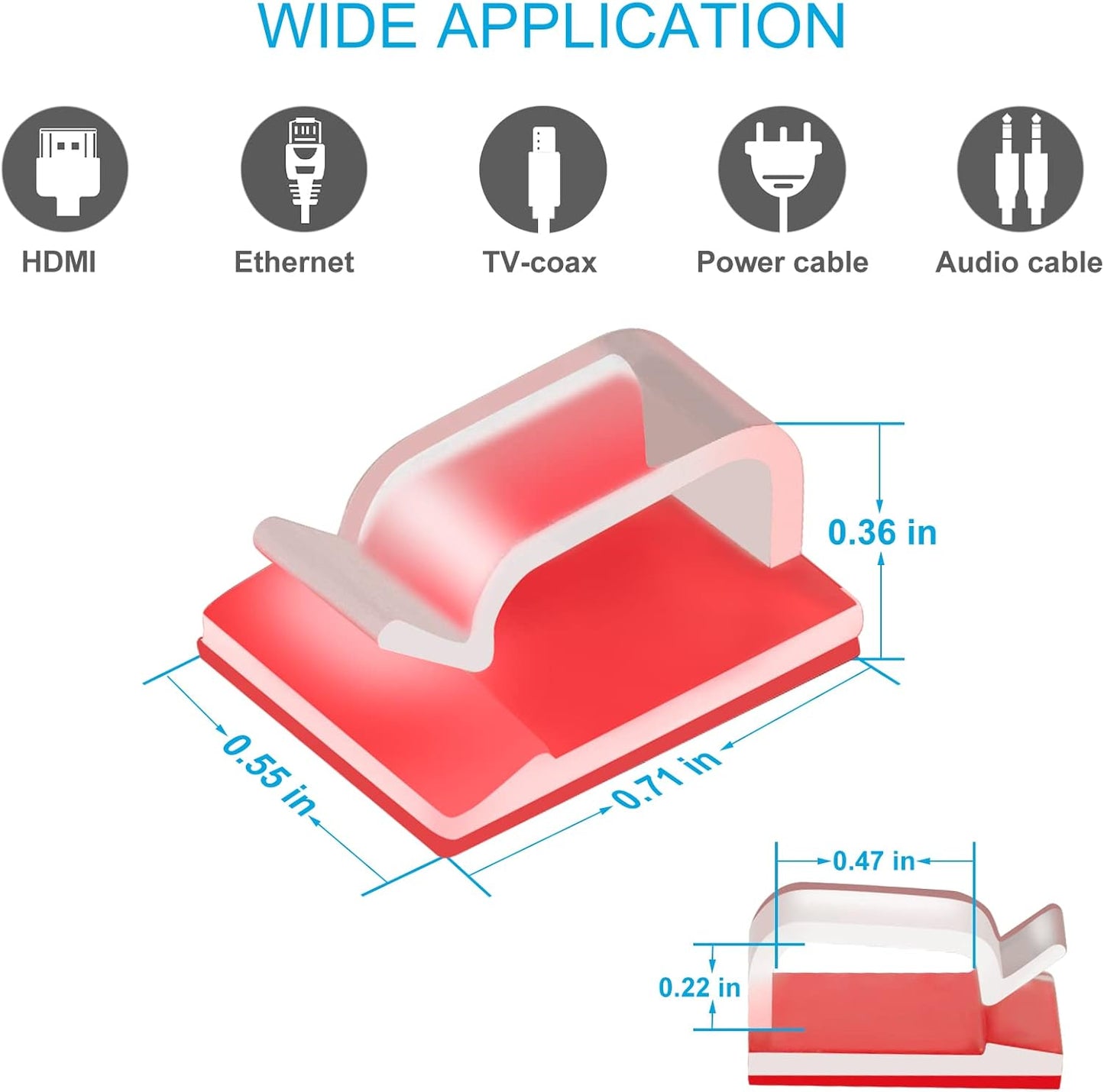 Adhesive Cable Clips Clear (45 PCS, Small), Upgraded Christmas Outdoor Light Clips, Wire Holder Cord Organizer for Cable Management Under Desk