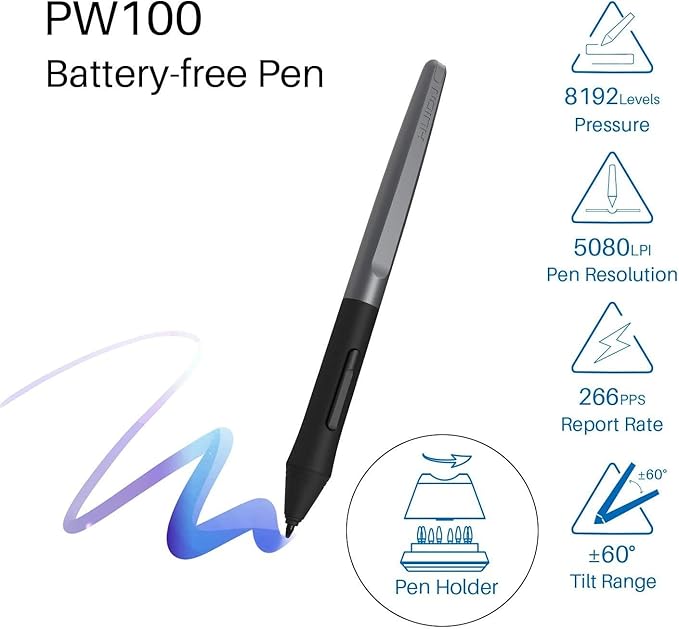 HUION Inspiroy H950P Drawing Tablet, 8x5 inch Digital Art Tablet with Battery-Free Stylus, 8192 Pen Pressure, Tilt, 8 Hot Keys, Graphic Tablet for Design, Writing, OSU, Work with Mac, PC, Mobile