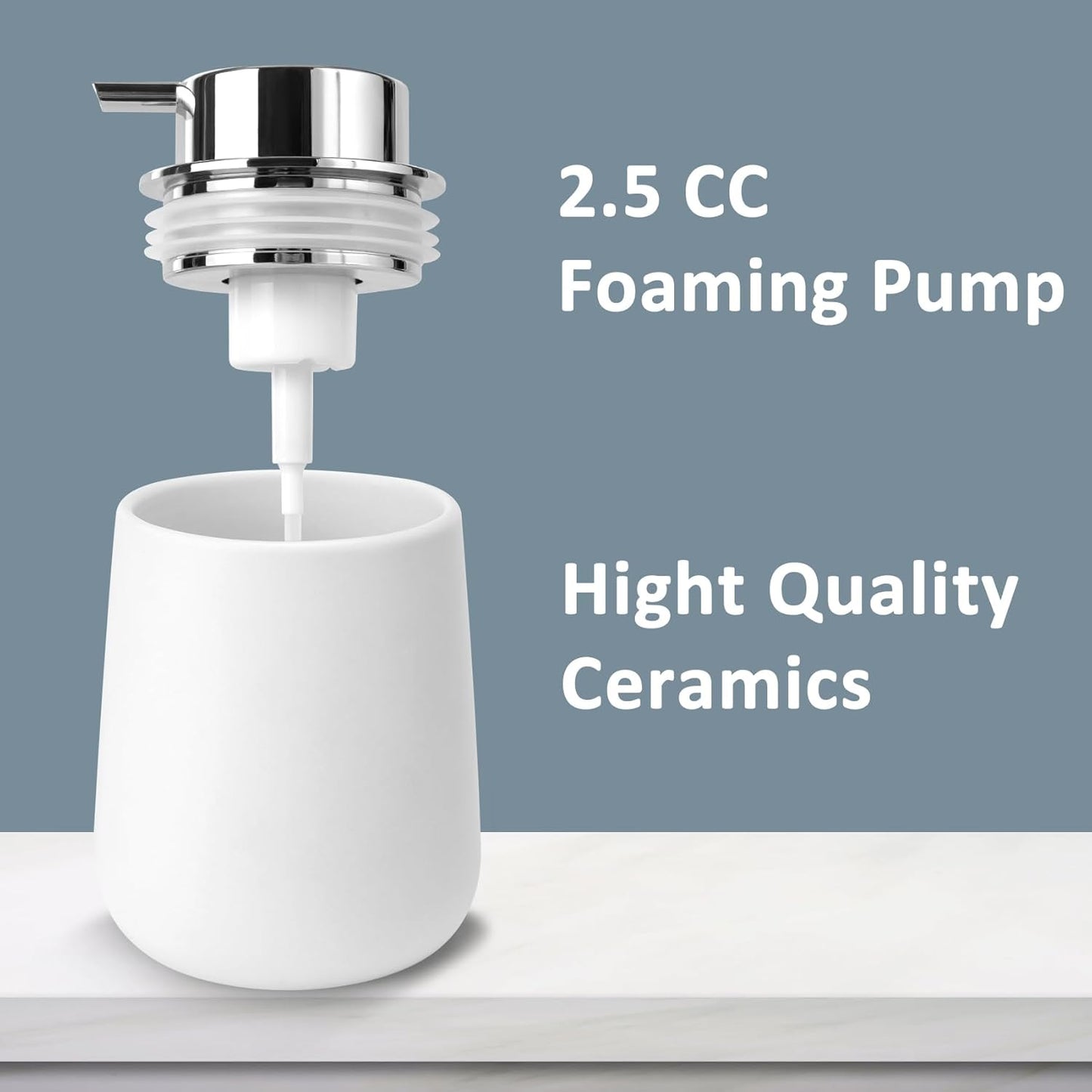 Soap Foaming Dispenser Ceramic with Easy-to-Press Pump Hand Foam Dispenser for Shampoo Bathroom Kitchen 12 oz 2pcs