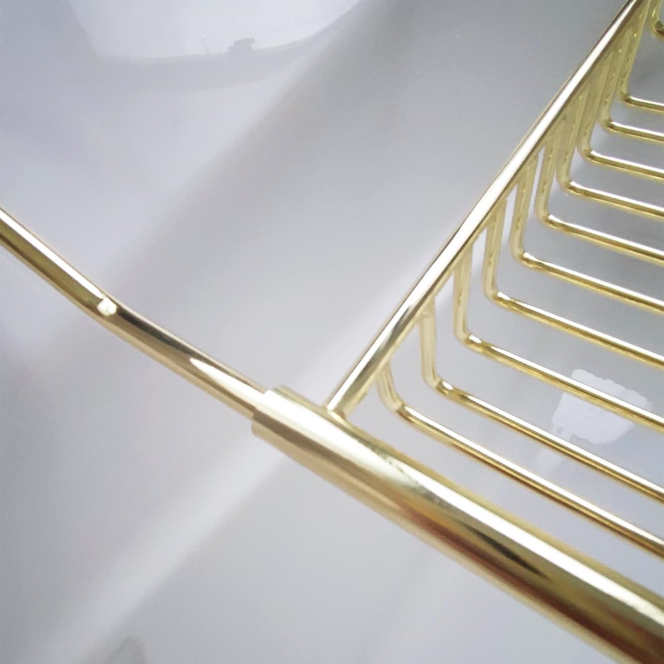 Stainless Steel Expandable Shower Bathtub Tray Over Tub Bath Caddy Expandable Bath Caddy for The Elegant Tub Chrome Polished (Gold)