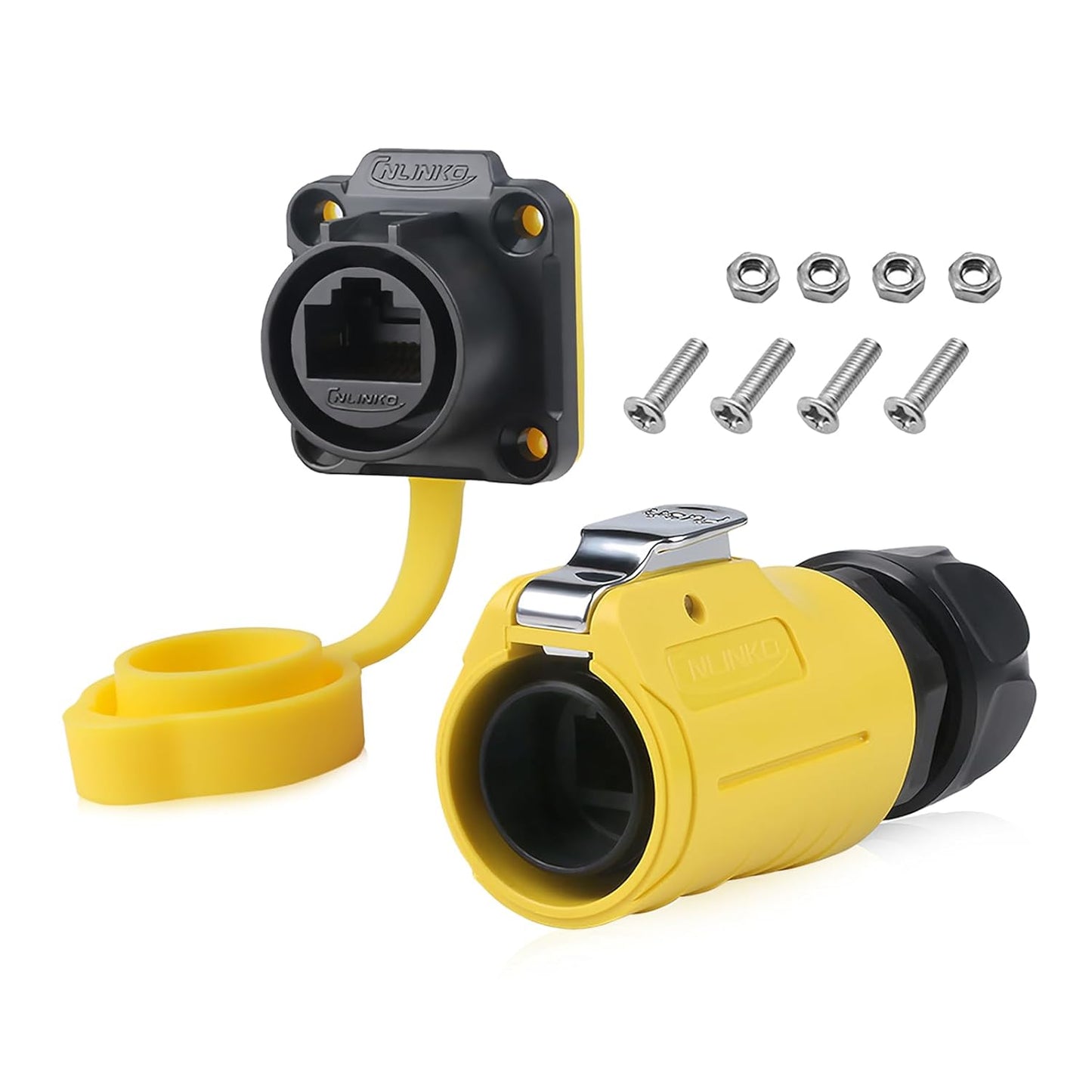 RJ45 Waterproof Connector, Cat6 RJ45 Ethernet Industrial Waterproof Connector , 8P8C Aviation Dual Port Connector, IP68 Signal Connector for Home, Industrial Network Connection