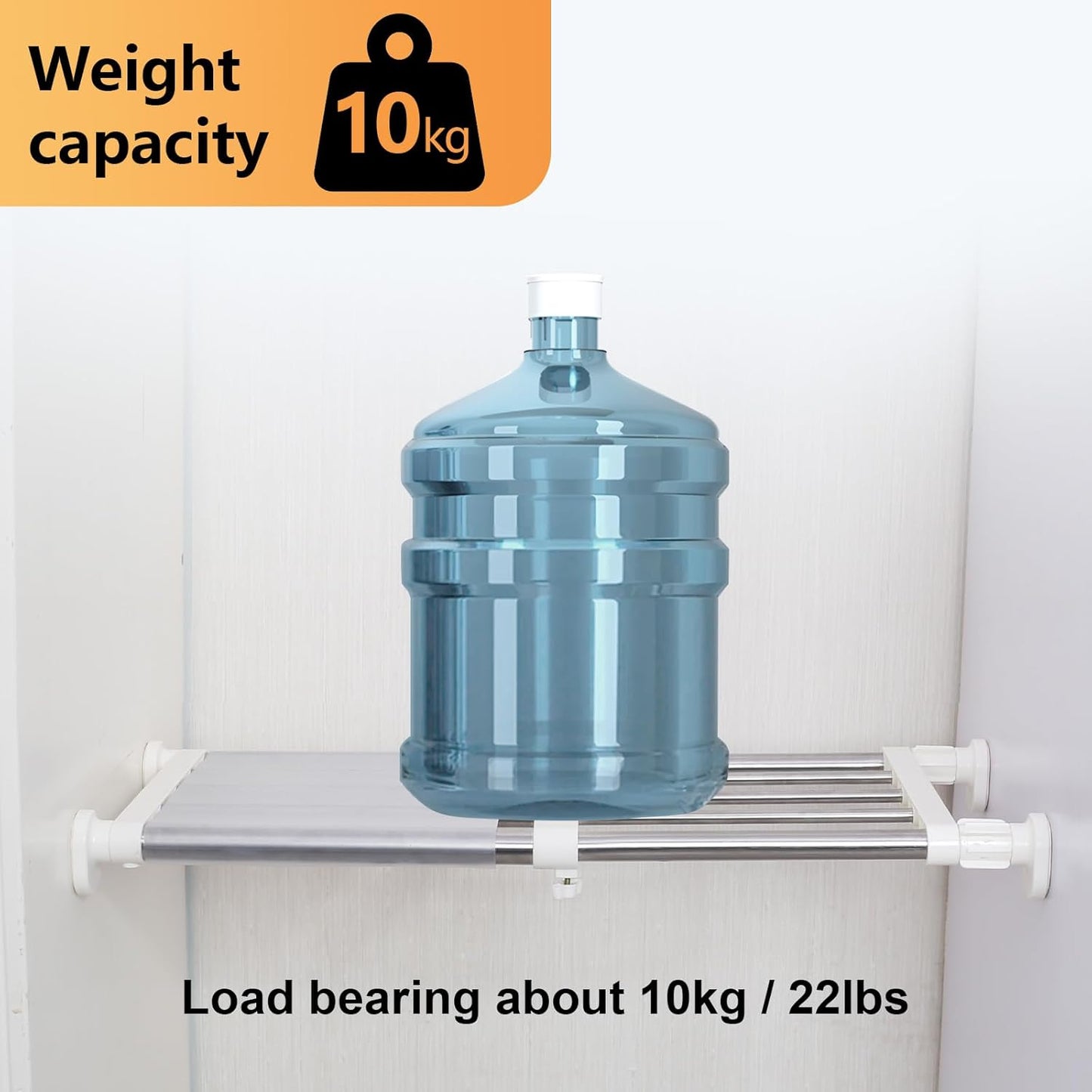 BAOYOUNI Tension Shelf Expandable Clothes Closet Organizer Rack Adjustable DIY Wardrobe Dividers Separator Ivory, 15.75-23.62 Inches