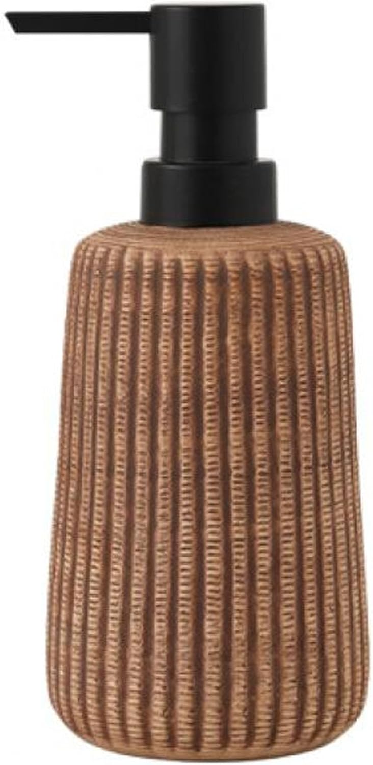 Comeon Hand Soap Dispenser, 12OZ/340ml Marble Dish Soap Dispenser Ceramic Countertop Refillable Hand Lotion Pump Bottle Liquid Hand Soap Jar Shower Dispenser Kitchen Bathroom Décor (Light Brown)