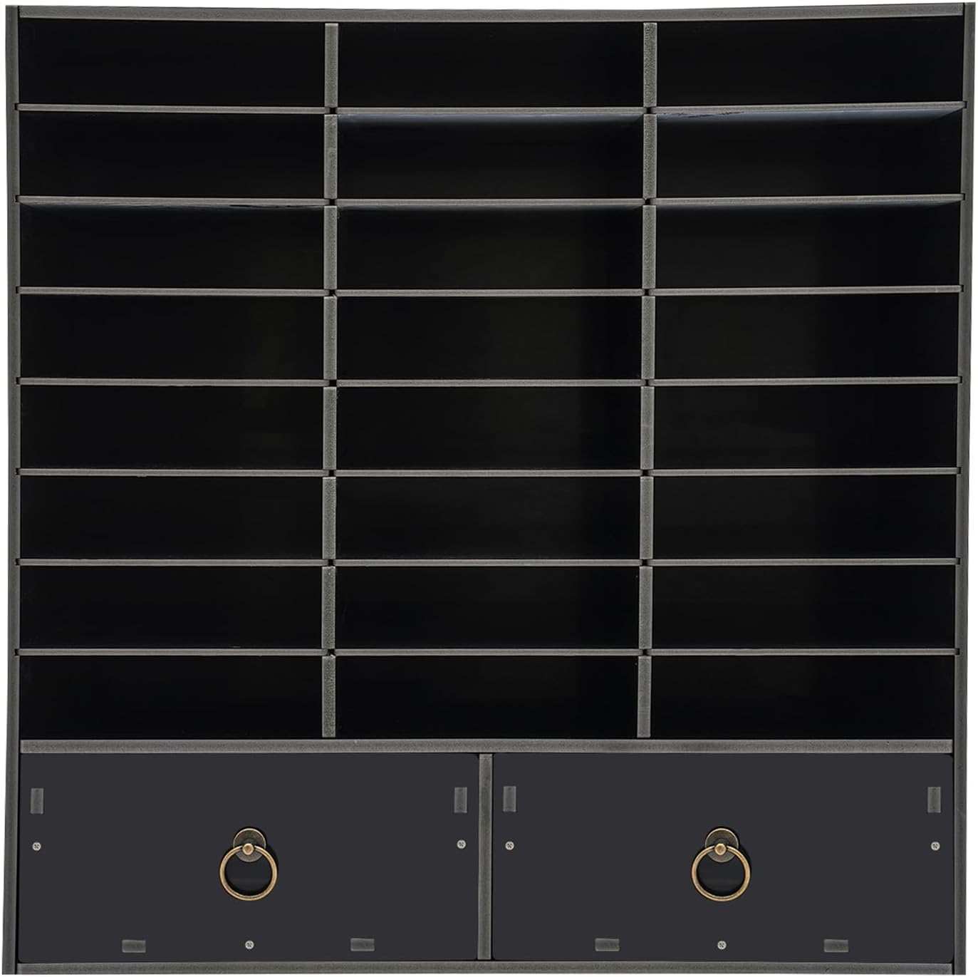 Literature Organizers, Mail Sorter Organizer Adjustable Shelves and 2 Drawers Desktop File Sorter Paper Organizer for Home School Office (Black, 24 Slots with 2 Drawers)