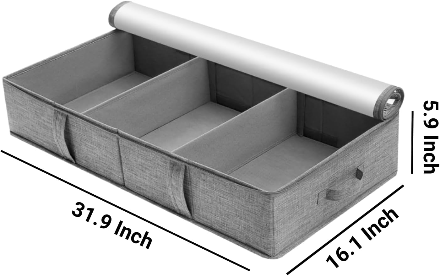2 Packs Under Bed Storage Containers, Foldable Clothes Draw Organizers with Adjustable Dividers, Handles, Clear Window, Closet Storage Bins for Clothing, Shoes, Blankets
