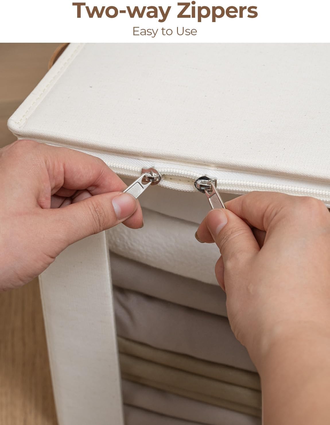 StorageWorks 3-Pack Bed Sheet Organizers and Storage, Foldable Bedsheet Holder for Linen Closet, Bedding Container with Handle, Beige, 15" D x 12¾"W x 10" H