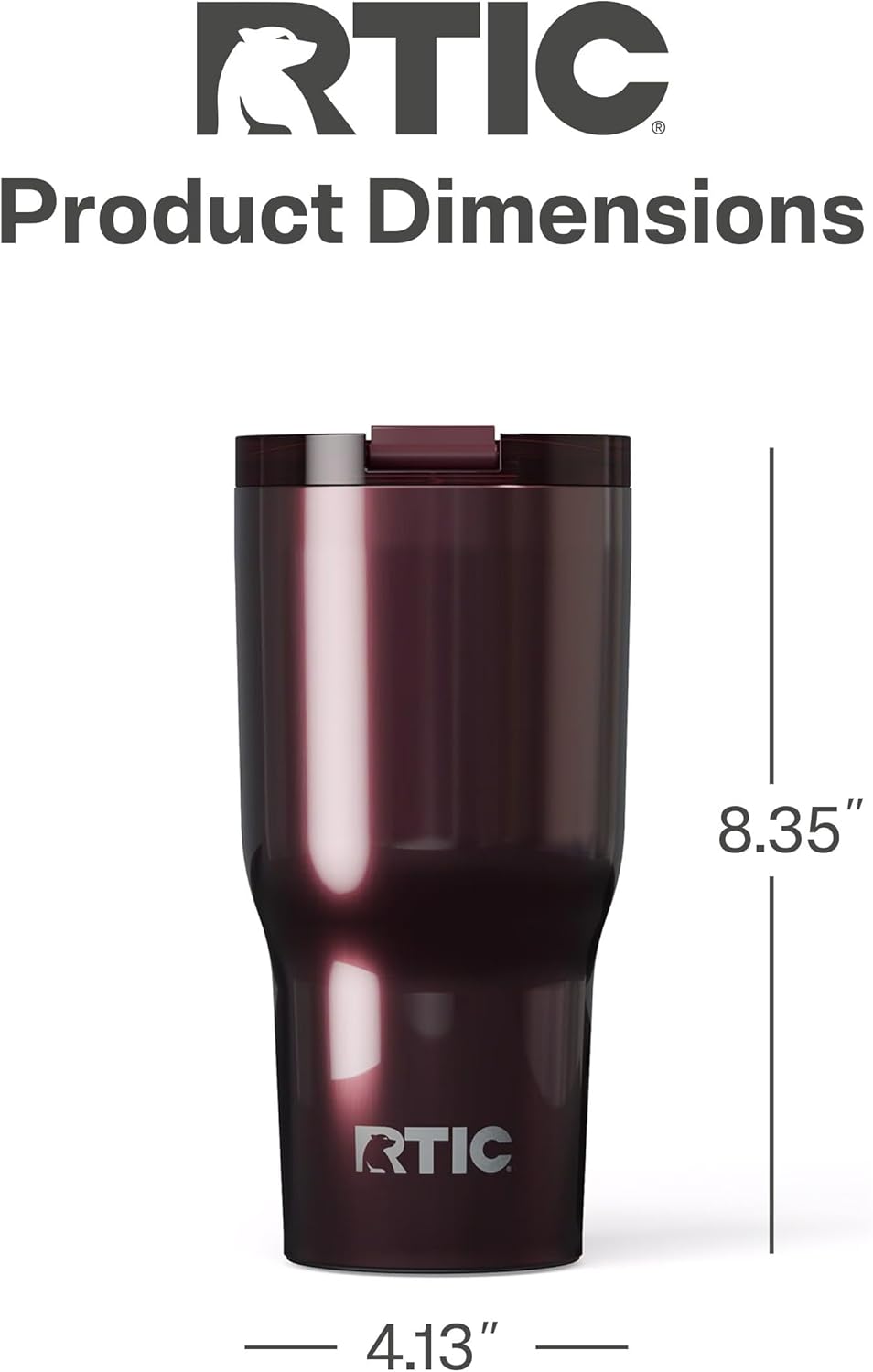 RTIC 30oz Essential Tumbler with Lid, Ceramic Lined, Insulated, Stainless Steel, Metal, Double Wall Vacuum-Insulation, Travel Cup for Iced Coffee, Tea, Hot and Cold Drink, Vintage Rose Metallic