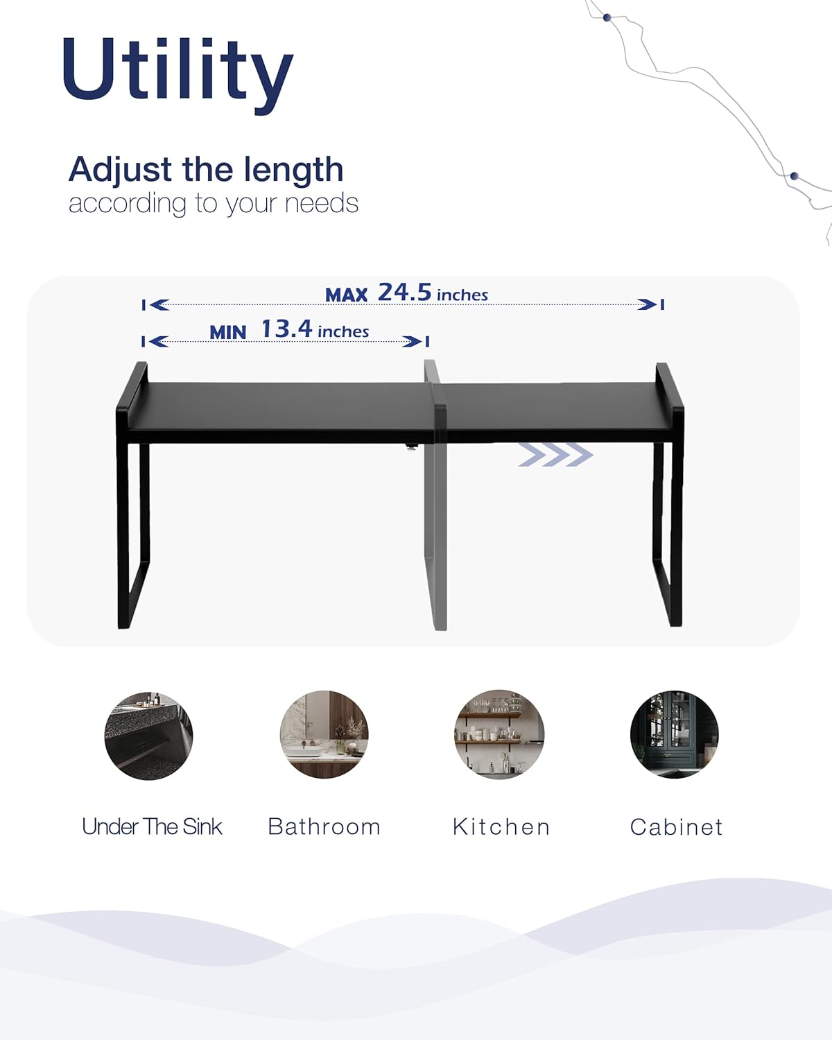 Nxconsu Expandable Cabinet Shelf Organizer Riser for Kitchen Pantry Cupboard Under Sink Countertop Home Storage Organization Rack Space Saver Freestanding Heavy Duty Nonslip Stackable Black X Large