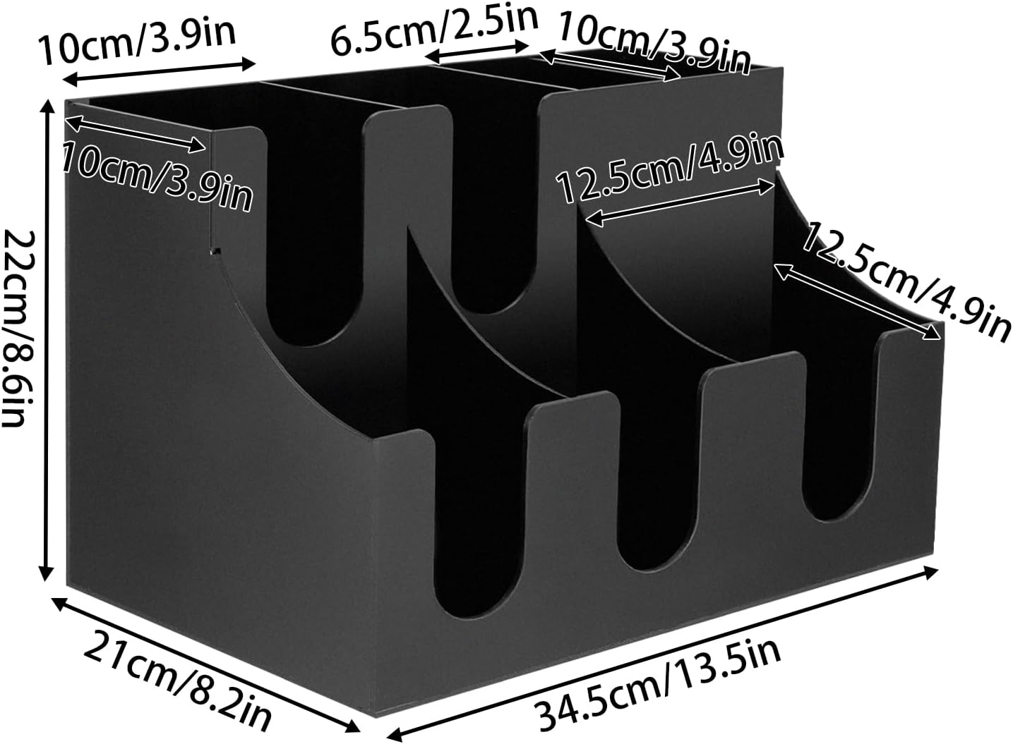 Coffee Bar Organizer for Countertop, Acrylic Coffee Station Organizer Condiment Organizer Coffee Cup Syrup Pod Holder, Coffee Bar Organizer for Home Office Cafe, 7 Compartment, Black