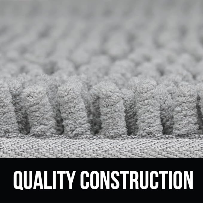 KANGAROO Bathroom Rugs, Chenille Soft Absorbent Bath Rug, Shaggy Shower Mat, Quick Dry Machine Wash Bathmat, Plush Carpet Mats for Tub, Bathtub and Room Home Decor Accessories, 36x24, Light Gray