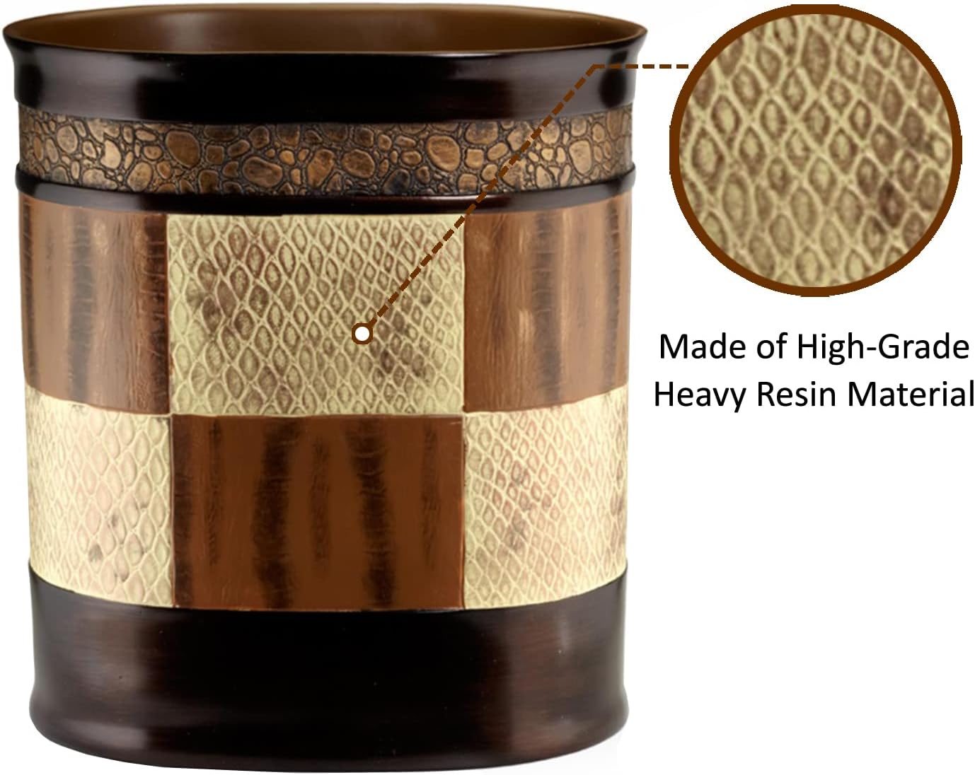 Zahari Home 2pc Zambia Animal Print Bath Accessories Set Waste Basket & Tissue Box Modern Classic Contemporary Decorative Beautiful Designs Bathroom Decor Set for Home Luxury Bath Set