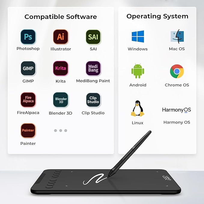 XPPen Updated Deco Mini7 V2 Drawing Tablet-16384 Levels of Pressure Battery-Free Stylus, 7 x 4 OSU Drawing Pad, 8 Hotkeys for Digital Art, Teaching, Gaming Graphic Tablet for Chrome, PC, Mac, Android