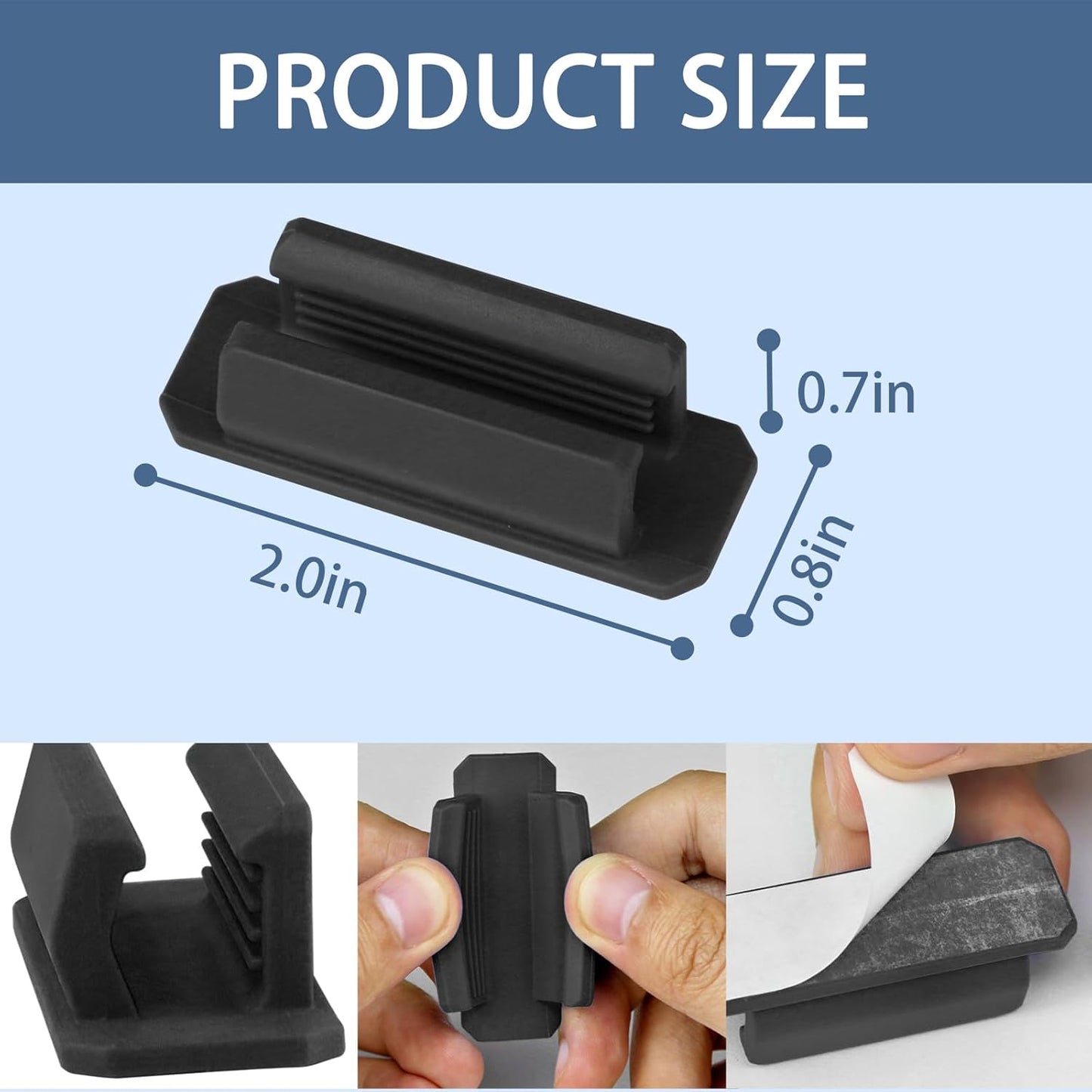 Pencil Holder for Desk Set of 20, Adhesive Pen Holder with 20 Extra Upgraded Stickers, Silicone Pen Holders & Marker Clip for Walls, Clipboards, Classroom, Office, Teacher Accessories Supplies (Black)