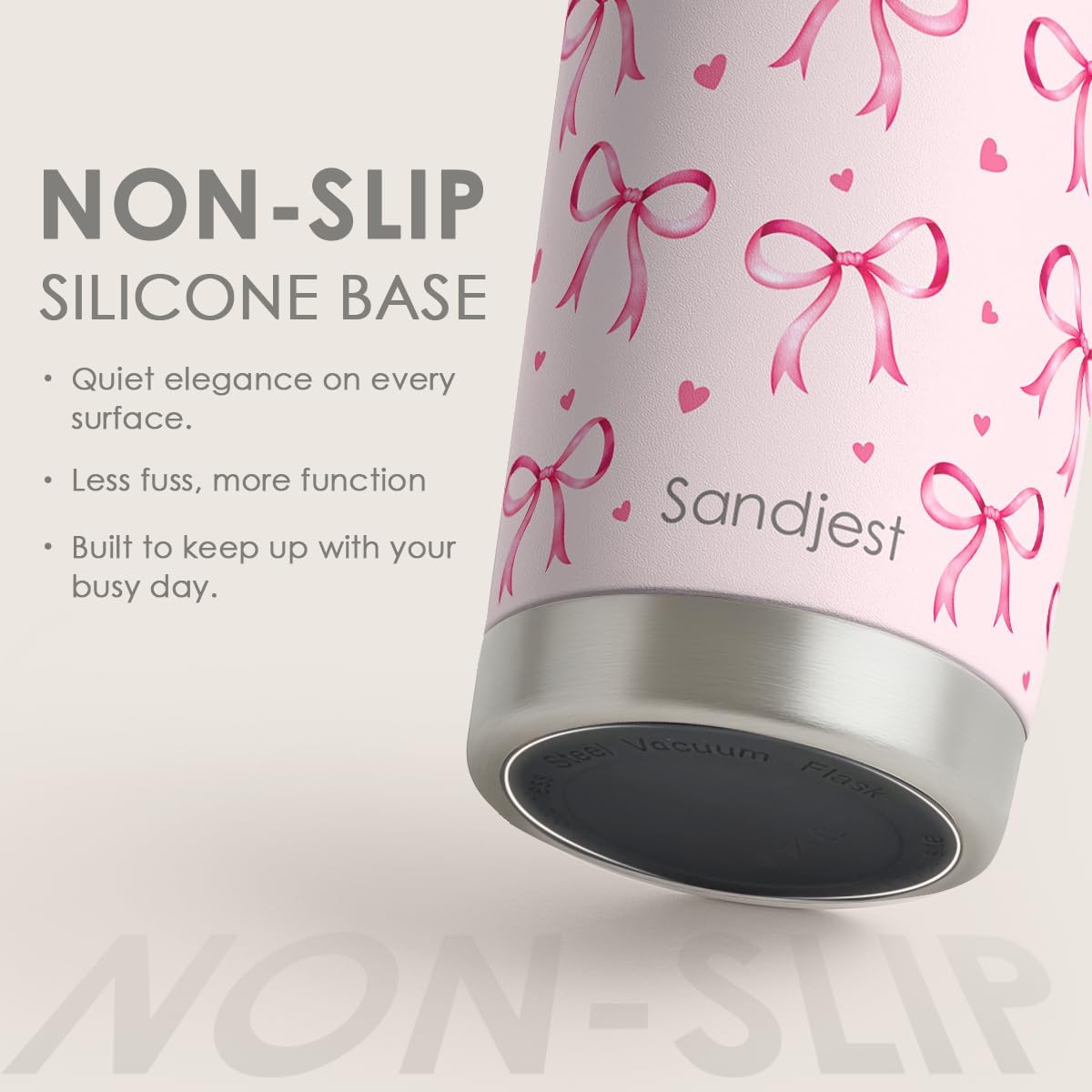 SANDJEST Bow Tumbler 20oz Stainless Steel Insulated, Travel Coffee Cup, Bow Gifts for Women Girls Teen, Birthday Christmas