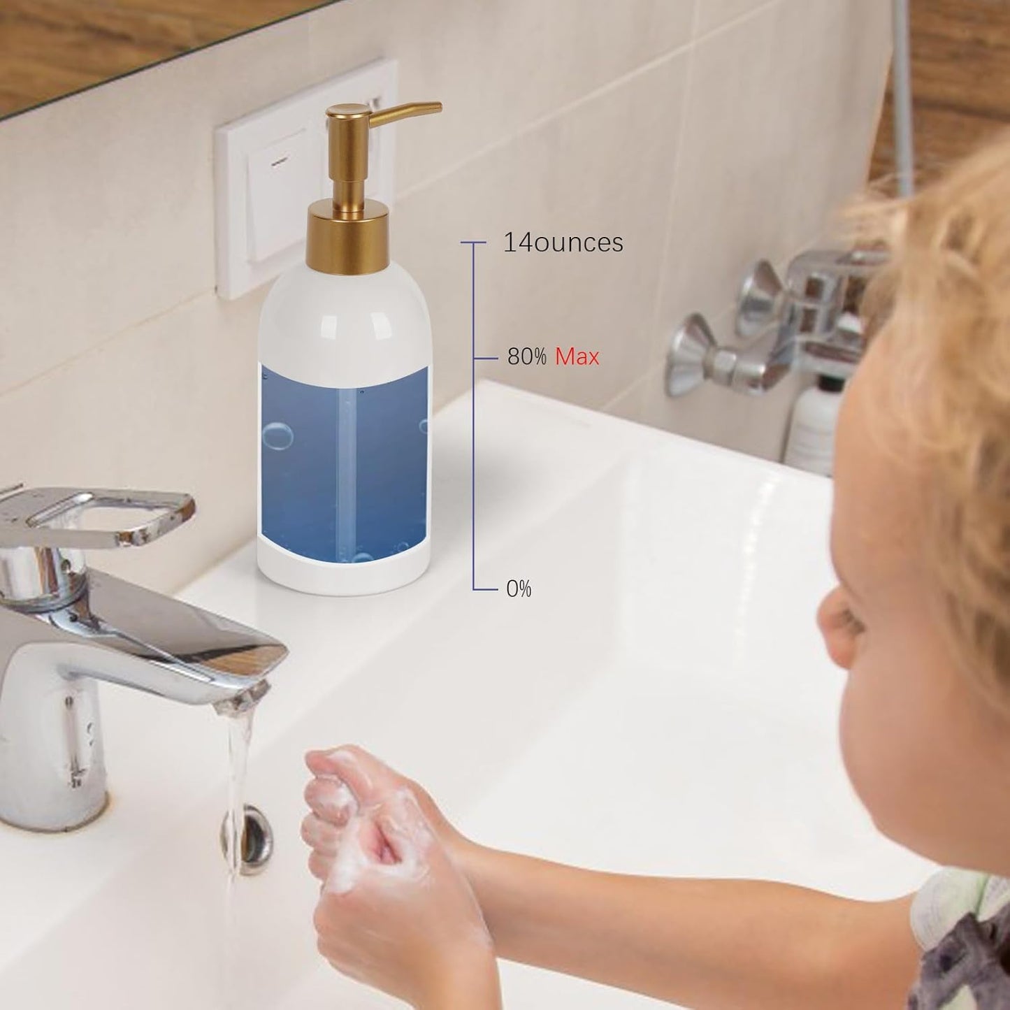 Natheeph 14OZ Ceramic Soap Dispenser Ceramic Soap Pump Dispenser Can Fill Liquid for Bathroom/Kitchen (White)