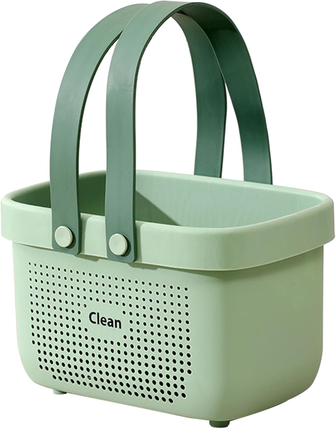 JiatuA Plastic Storage Basket with Handle Portable Shower Caddy Tote Organizer Basket Bin for Bathroom Kitchen Dorm Room Bedroom, Small Green